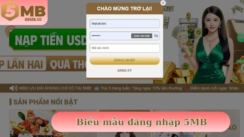 Biểu mẫu đăng nhập 5MB yêu cầu thông tin cần phải cập nhật