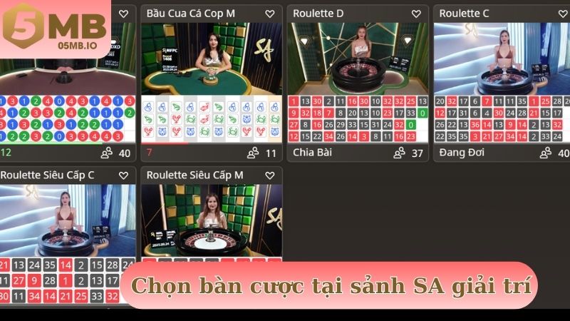 Chọn bàn cược chất lượng tại sảnh SA để bắt đầu giải trí