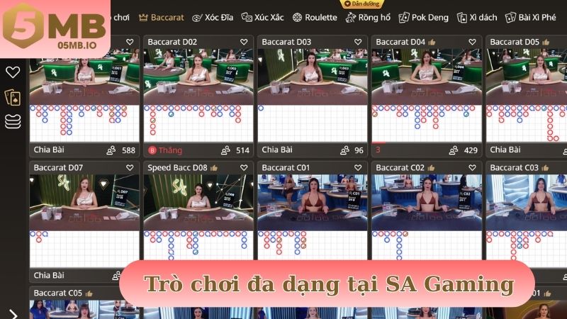 Trò chơi đa dạng tại SA Gaming thu hút hàng triệu hội viên