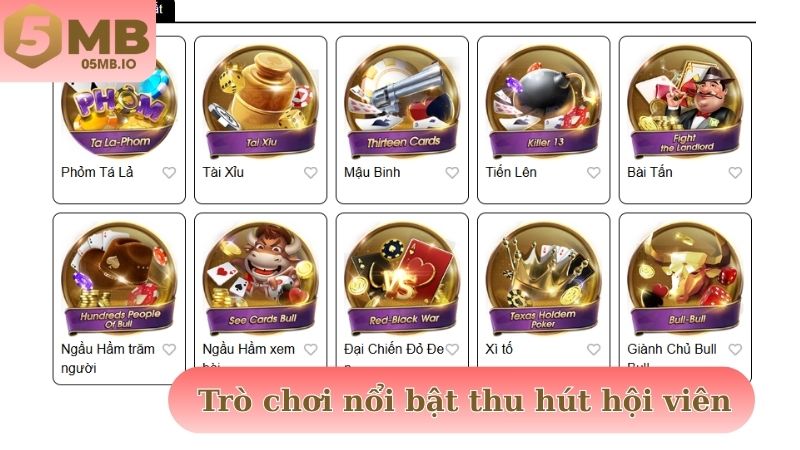 Trò chơi nổi bật luôn thu hút hội viên thử sức